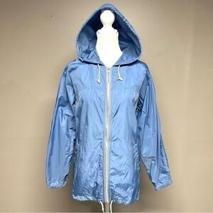 Eddie Bauer Women's Outdoor Jacket Windbreaker Size S Blue Hood Zipper Front
